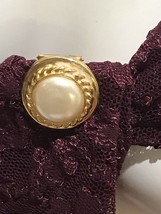 Signed Specialty House Gold Tone Faux Pearl Modernist Scarf Clip Pin - $15.00