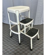 Vintage STEP STOOL metal folding kitchen steel chair mid century modern ... - $59.99