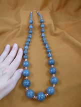 (V-46) large blue New Zealand coral graduated + copper bead 29&quot; long Necklace - £136.65 GBP