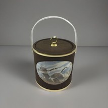 Vintage 1960s Norman R Wamer Ice Bucket Geese Birds In Flight Bar Suede ... - $14.70