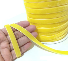 3/8 inch 10mm wide - 5 yds - 33 yds Lemon Yellow Velvet Ribbon Trim W47 - $6.99+
