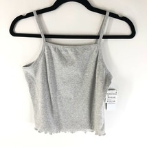 BP Womens Cami Crop Top Ruffle Edge Trim Organic Cotton Blend Stretch Gray S - £7.60 GBP