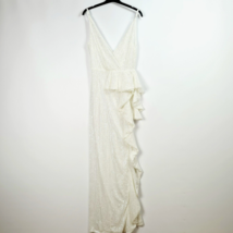 Faeriesty - NEW - White Ruffle Trim Slit Thigh Sequin Cami Dress - Medium - $54.61