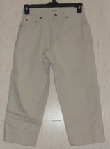 Excellent Womens Eddie Bauer Stone Beige Denim Capri Pant Size 6 - £20.11 GBP