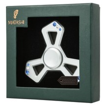 Chrome Plated Silver Triangle Spinner Christmas Ornament w/ Matashi Crys... - $26.99