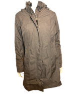 NWT Eddie Bauer Dark Charcoal Heather Hooded Lined Trench Coat Sz M - $161.49