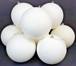 Styrofoam Sparkling White Balls W/Hanging Loops For Hanging 6&quot; Set Of 8 - $20.56
