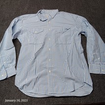 J.Crew Shirt Men Medium Blue Check Plaid Double Breast Pocket Long Sleeve - $21.10 CAD