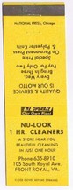 Matchbook Cover Nu Look 1 Hour Cleaners Front Royal Virginia Yellow - £0.55 GBP