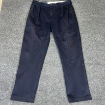 VTG Polo Ralph Lauren Ethan Pant Mens 35x32 (36x31.5) Navy Blue Pleated ... - $20.70