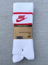 Nike Mens 8-12  Dri-FIT Everyday Essentials White Red Logo Crew Sock - 3... - $18.98