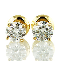 Diamond Stud Earrings Round E VVS2 Lab Created 14K Yellow Gold 1.40 TCW IGI Cert - £1,586.72 GBP