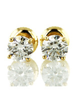 Diamond Stud Earrings Round E VVS2 Lab Created 14K Yellow Gold 1.40 TCW ... - $1,985.00