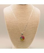 Sterling Silver 925 Figaro Chain Necklace with Rainbow Solar Quartz Pendant - $40.00