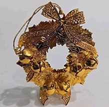 2000 Danbury Mint Christmas Ornament Jingle Bell Wreath 23 kt Gold Plated - £10.80 GBP