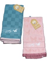 Set of 2 Dolly Parton Signature Butterfly Kitchen Towels – Blue &amp; Pink –... - $14.77