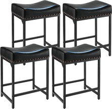 Flyzc Bar Stools Set Of 4, Counter Height Bar Stools With Soft Cushion And - £166.42 GBP