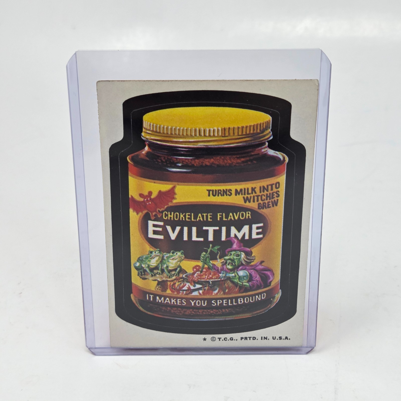 VINTAGE TOPPS 1970&#39;s WACKY PACKAGES STICKER EVILTIME CHOKELATE FLAVOR - $9.50
