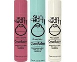 SUN BUM CocoBalm Lip Balm, Sunbum 3 Pack, Groove Cherry, Ocean Mint, Pin... - £5.36 GBP