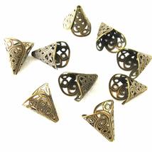 -6- Antique Bronze finish filigree Cone Shape bead caps for jewelry crafts - £6.39 GBP