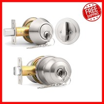 Versatile Stainless Steel Entry Door Knob Set with Adjustable Deadbolt D... - $41.70