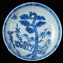 Chinese Kangxi Blue and White Saucer with Pine and Bamboo Circa 1700 - £95.89 GBP