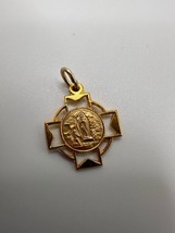 Vintage Gold Lourdes Cross Religious Medal 2.2cm - $12.62