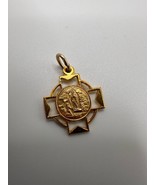 Vintage Gold Lourdes Cross Religious Medal 2.2cm - $12.62