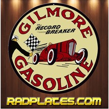 Vintage Style Round Man Cave Garage Gilmore Gasoline Aluminum Gift Sign 12&quot; - £16.96 GBP