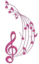 Notes and treble clef. musical pattern Machine Embroidery Designs, insta... - $2.75