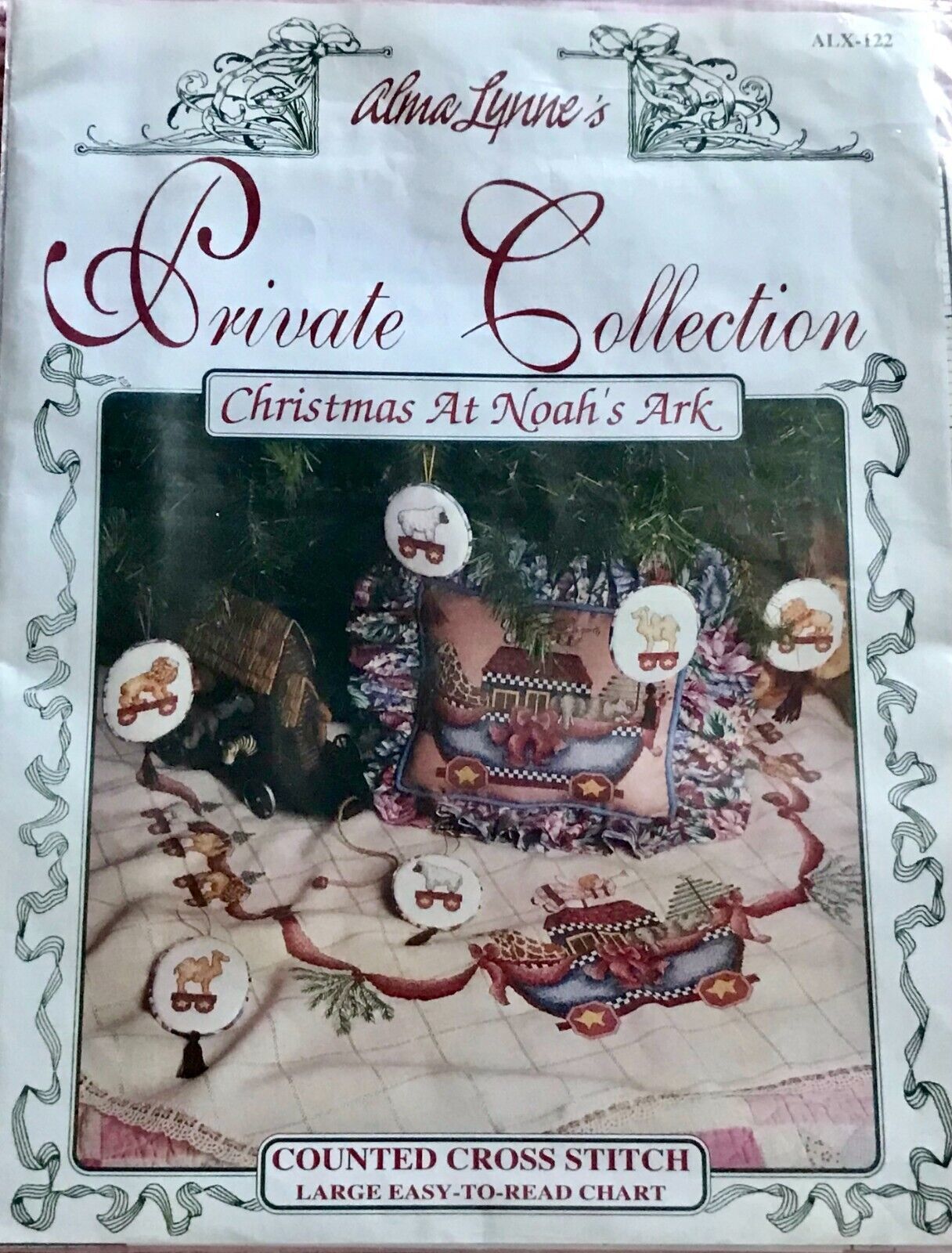 Alma Lynnes CHRISTMAS AT NOAHS ARK Skirt-Pillow-Ornaments Cross Stitch Chart NEW - $8.56