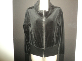 Michael Kors Track Jacket Women&#39;s Size M Dark Gray Velour Full Zip Unlined - £23.29 GBP