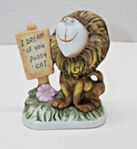 Ceramic Sm Lion Figurine Dream of You Pussy Cat Glitter 1970s VTG Kitschy Taiwan - £13.36 GBP