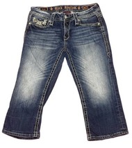 Rock Revival Women’s Cropped Julie Crop Darker Wash Embroidered Jeans Si... - $31.49