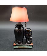 Rare Black Cat and Lamp on Book Ceramic &#39;Memory of Japan Novelty Table L... - $59.39