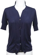 MARNI Cardigan Sweater Knit Top Navy Blue Cashmere V-Neck Short Sleeve S... - £261.64 GBP