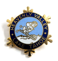 VTG Heavenly Valley Lake Tahoe Ski Resort CA Skiing Angel Enamel Pin Souvenir - £14.94 GBP