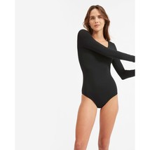 Everlane Womens The Long-Sleeve V-Neck Bodysuit Bikini Black S - £19.01 GBP