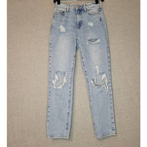 Women/Junior PacSun Mom Jean Straight Leg Ripped Distressed Denim Jeans 24 Waist - £13.37 GBP