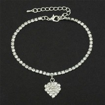 6Ct Round Cut Lab-Created Diamond Women&#39;s Anklet Bracelet 14K White Gold Plated - £127.04 GBP