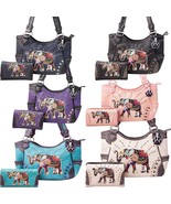 Elephant Purse Concealed Carry Embroidered Western Shoulder Handbag Wallet  - £21.23 GBP+