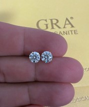 14K Yellow Gold Round Brilliant GRA Moissanite Screw Back Stud Earrings ... - $158.38