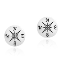 Wanderer’s Compass Sterling Silver Post Stud Earrings - £10.65 GBP