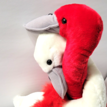 2 Love Hug Swans Plush Vtg Red White Valentines Day Holiday 16 x 12&quot; Rare  - $58.20