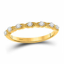 14kt Yellow Gold Womens Round Diamond XOXO Stackable Band Ring 1/8 Cttw - £199.18 GBP