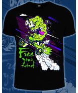 Acid Brain Men&#39;s Tshirt Glow UV-Blacklight Rave Festival Psychedelic Goa... - $26.29