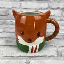 Fox Orange Coffee Mug Tea Cup 3D Ceramic Walmart Striped Handle Scarf - $15.20