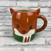 Fox Orange Coffee Mug Tea Cup 3D Ceramic Walmart Striped Handle Scarf - £12.01 GBP