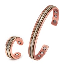 Jewelry-Set Magnetic Copper Bracelet Ring Healing Energy Jewelry Sets for Women  - £33.49 GBP