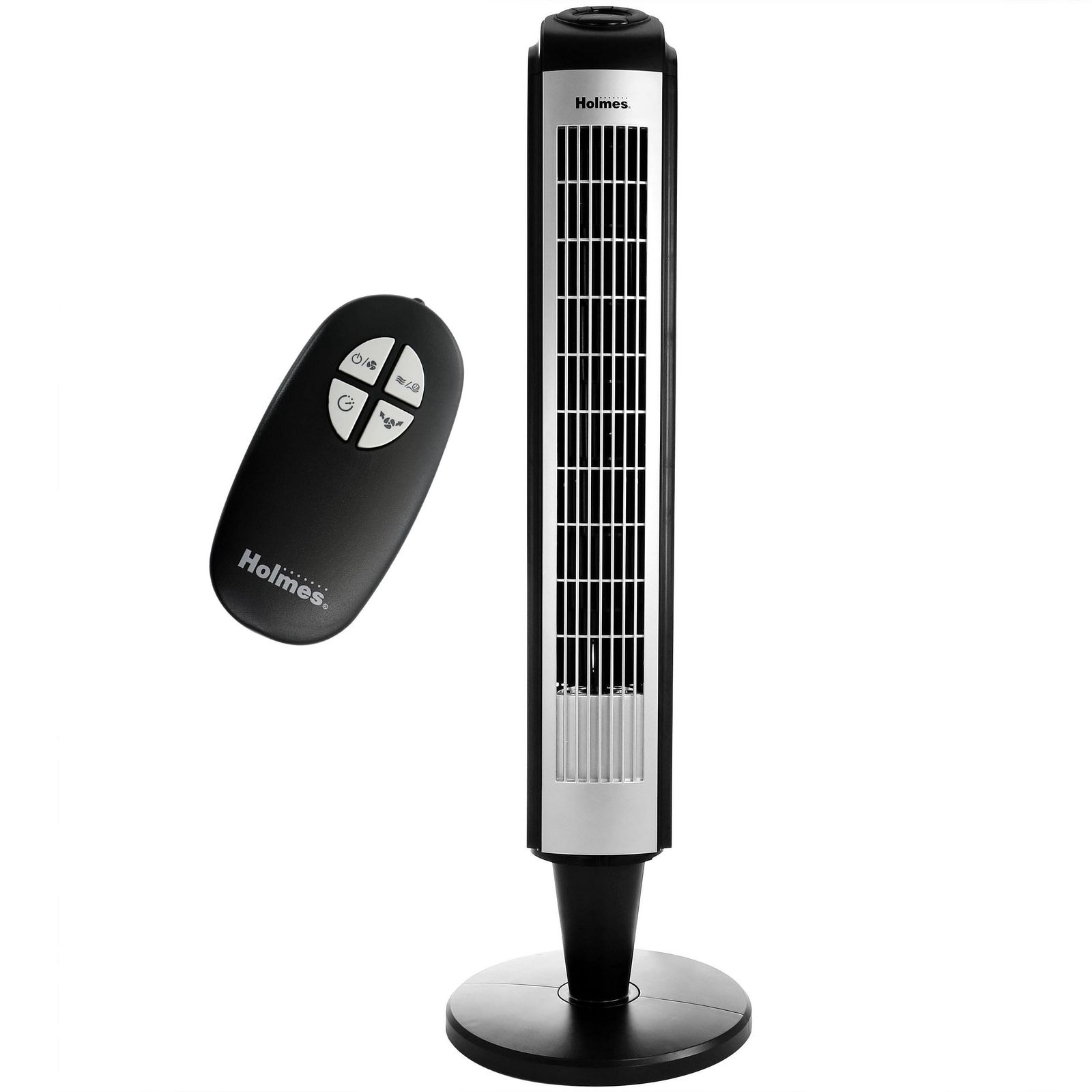 Holmes 36 Inch Oscillating Tower Fan with Remote Control in Black and Silver - $86.61